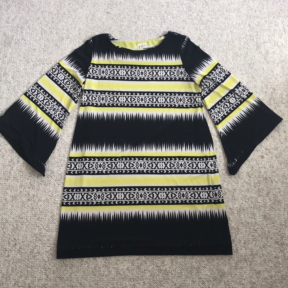 Aztec professional yellow & black polyester dress